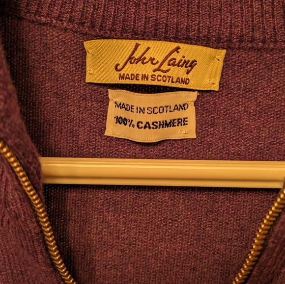 100% Cashmere Men's purple XXL 1/2 zip sweater John Laing made in Scotland - Picture 3 of 11